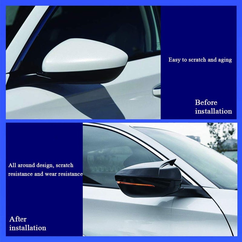 XITER ABS Electroplated Finishes Style Cow Horn All Inclusive Rearview Mirror Cover Door Side Moulding Trim Generation For Honda Accord 10th 11th 2018-2025-with Turn Signal,Glossy Black - Image 2